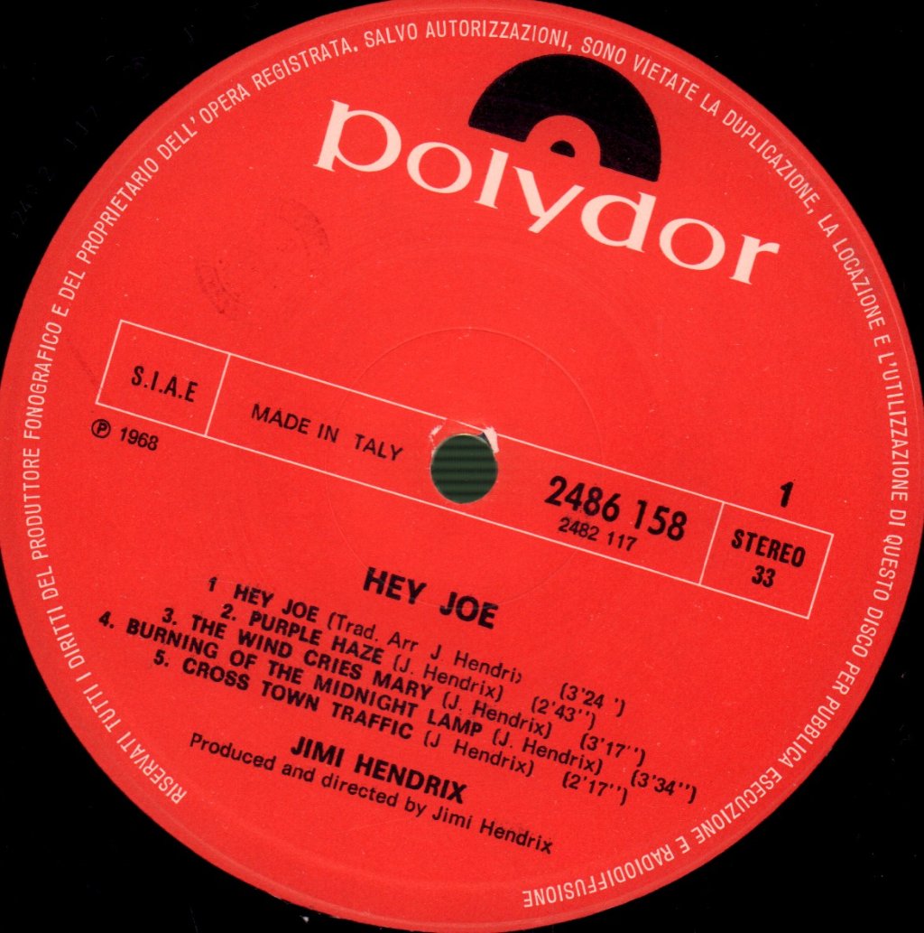 Jimi Hendrix - Hey Joe - Lp