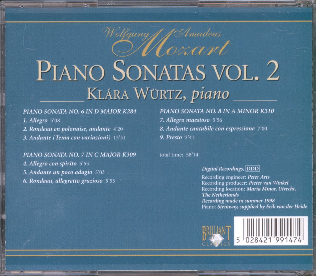 Klára Würtz - Mozart - Piano Sonatas Vol. 2 - Cd