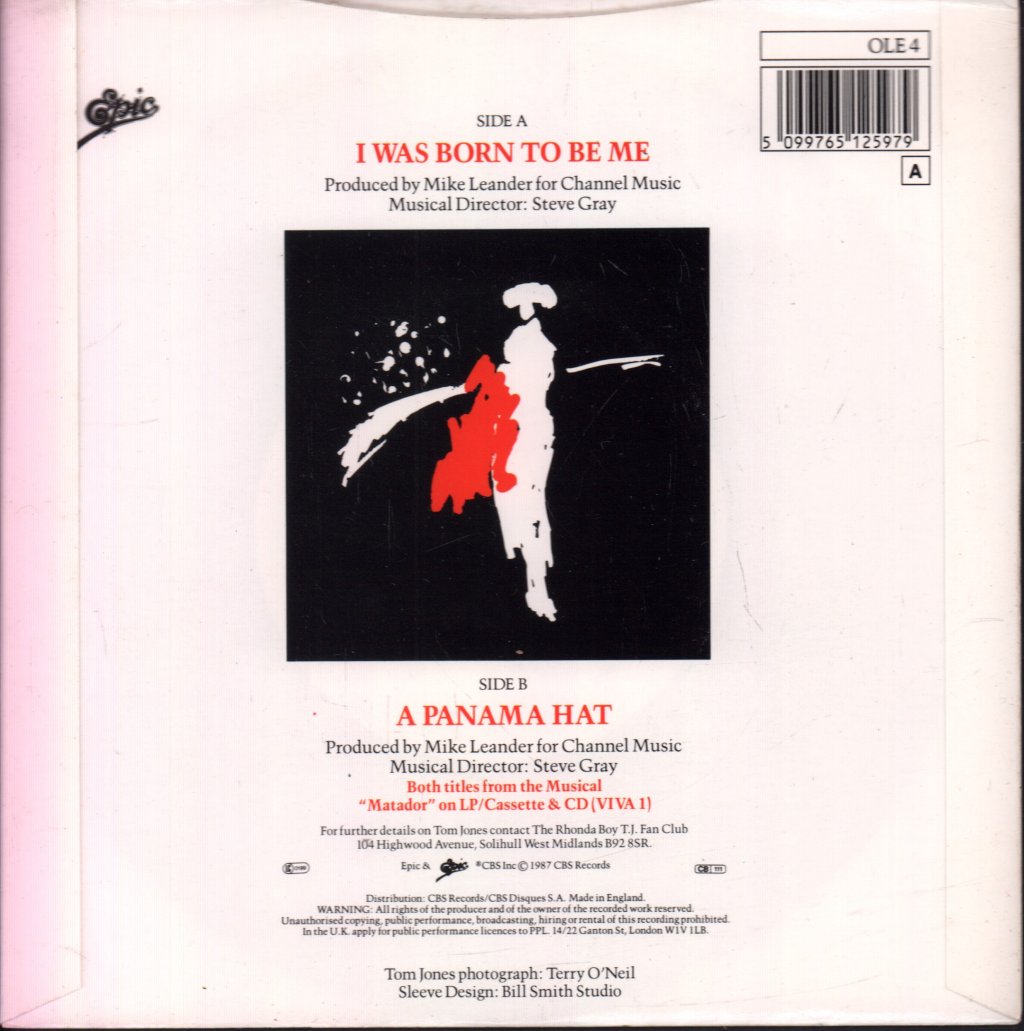 Tom Jones - I Was Born To Be Me - 7 Inch
