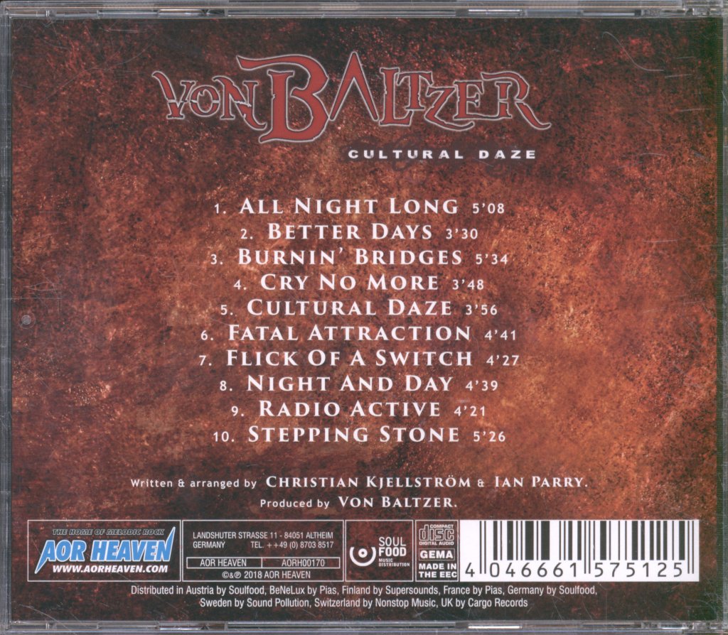 Von Baltzer - Cultural Daze - Cd