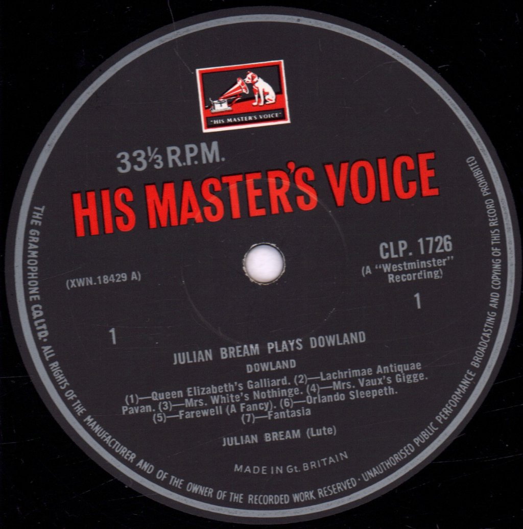 Julian Bream - Plays Dowland - Lp