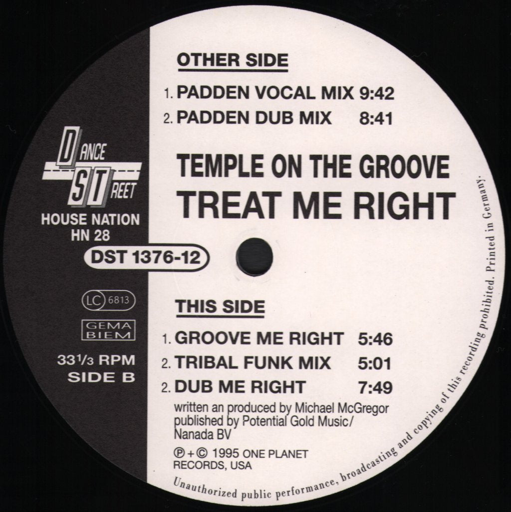 Temple Of The Groove - Treat Me Right - 12 Inch