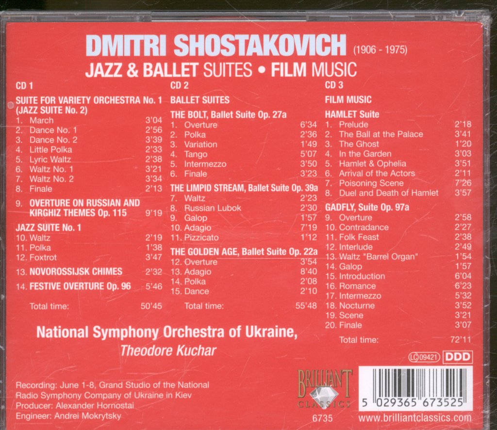 National Symphony Orchestra Of Ukraine, Theodore Kuchar - Shostakovich - Jazz & Ballet Suites • Film Music - Cd Set