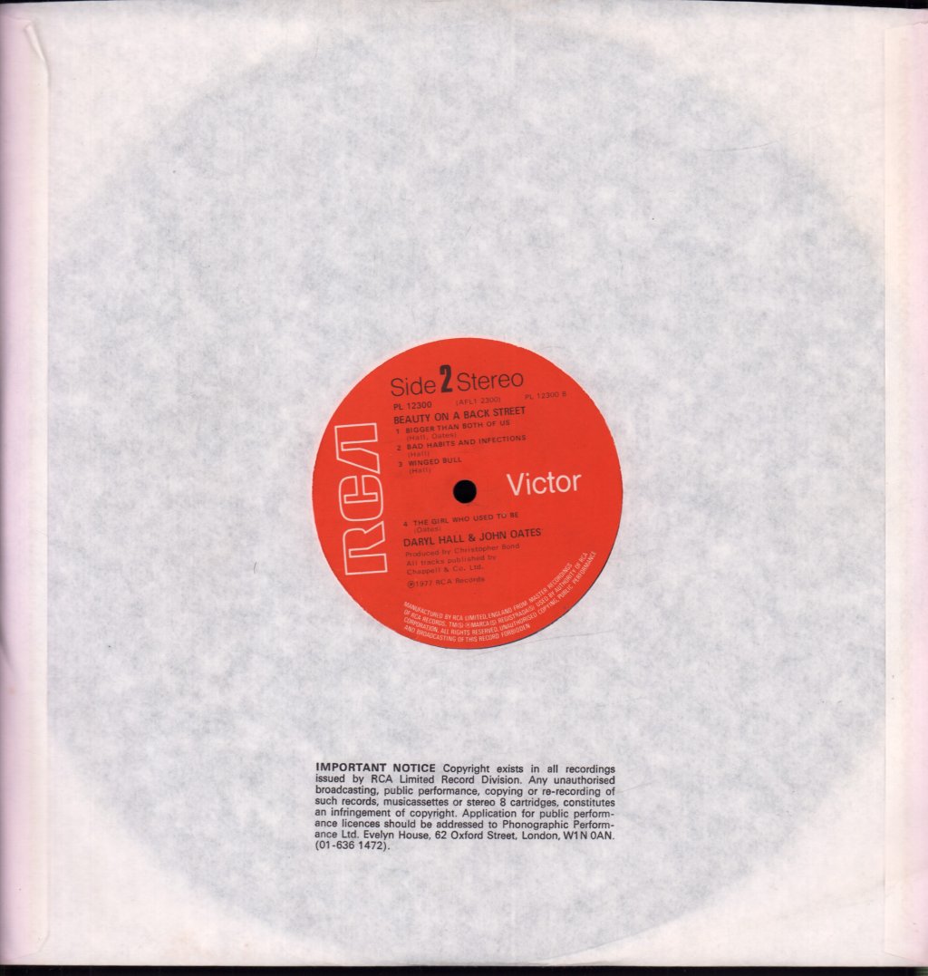Hall And Oates - Beauty On A Back Street - Lp