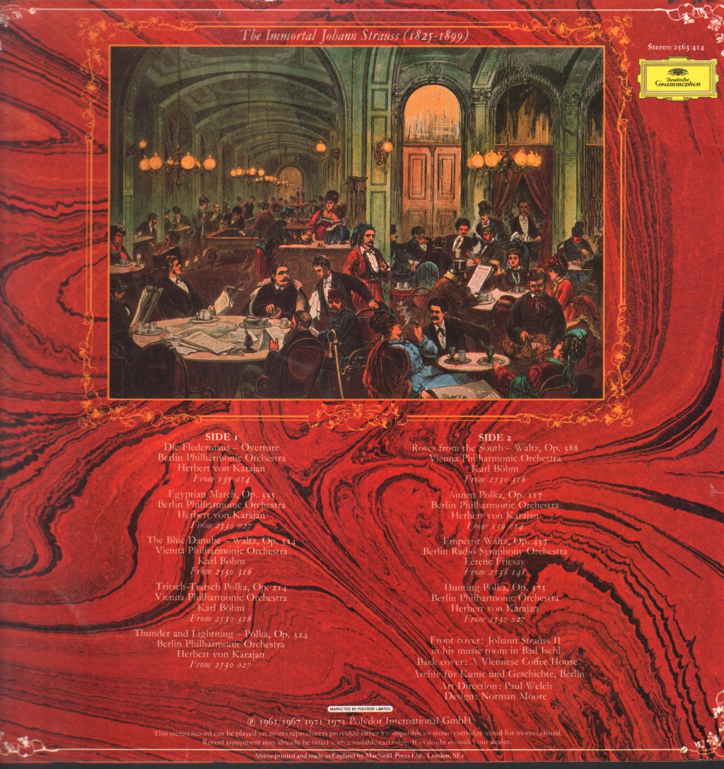 Karl Bohm / Herbert Von Karajan / Vienna Philharmonic / Berlin Philharmonic - Immortal Johann Strauss - Lp