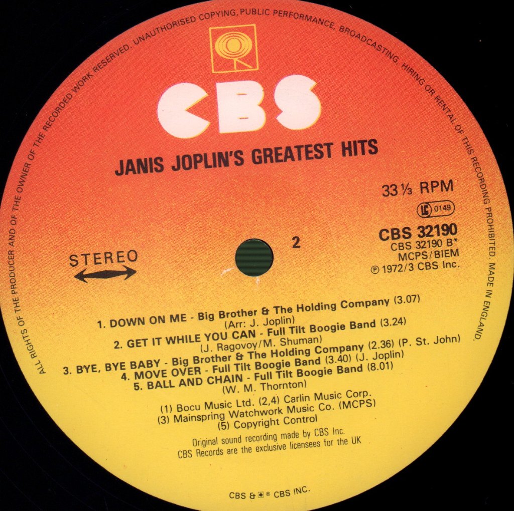 Janis Joplin - Greatest Hits - Lp