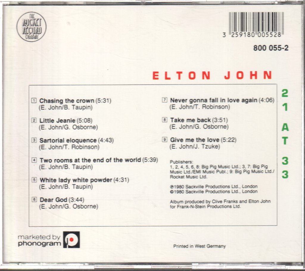 Elton John - 21 At 33 - Cd
