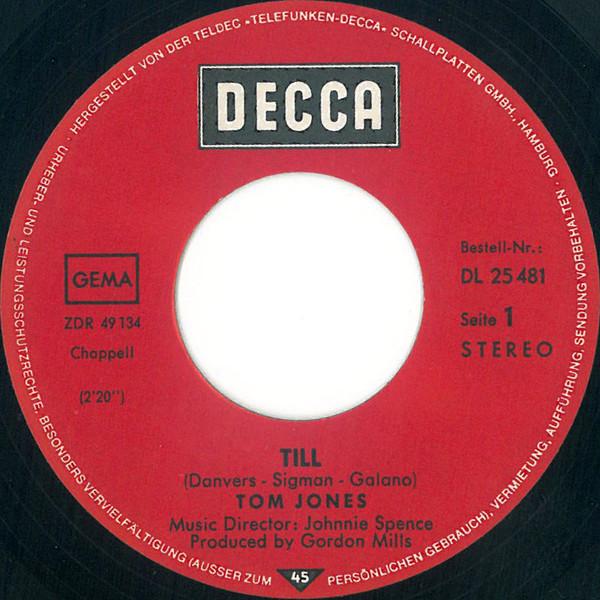 Tom Jones - Till - 7 Inch
