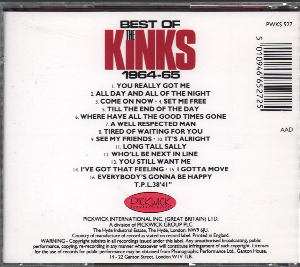 Kinks - Best Of The Kinks 1964-65 - Cd