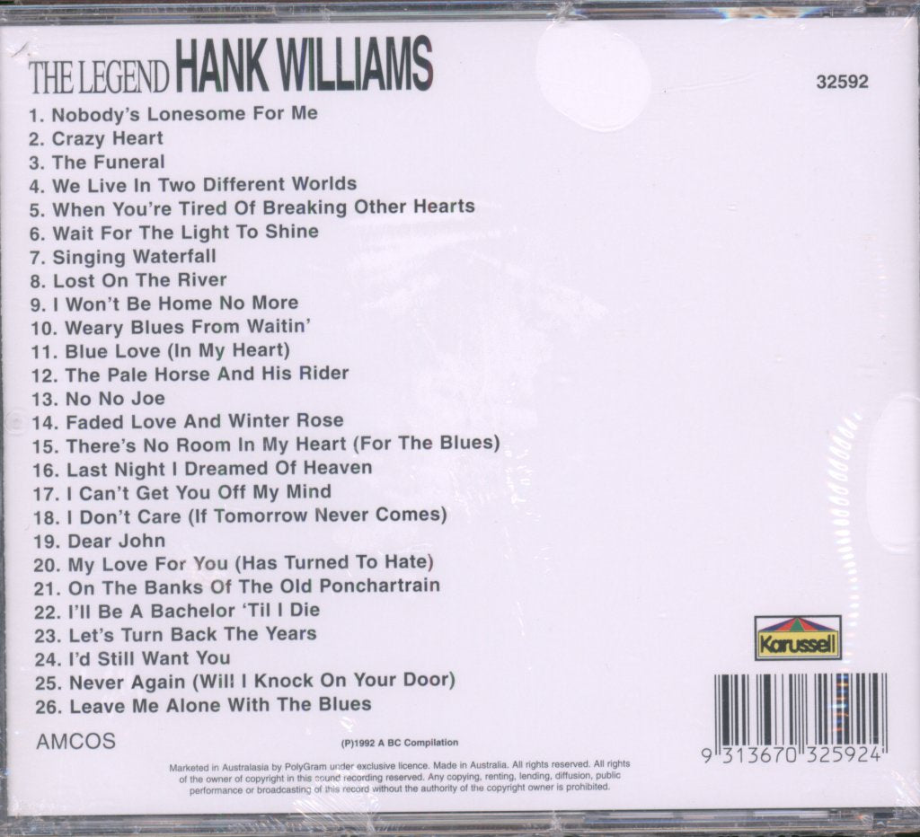 Hank Williams - Legend - Hank Williams - Cd