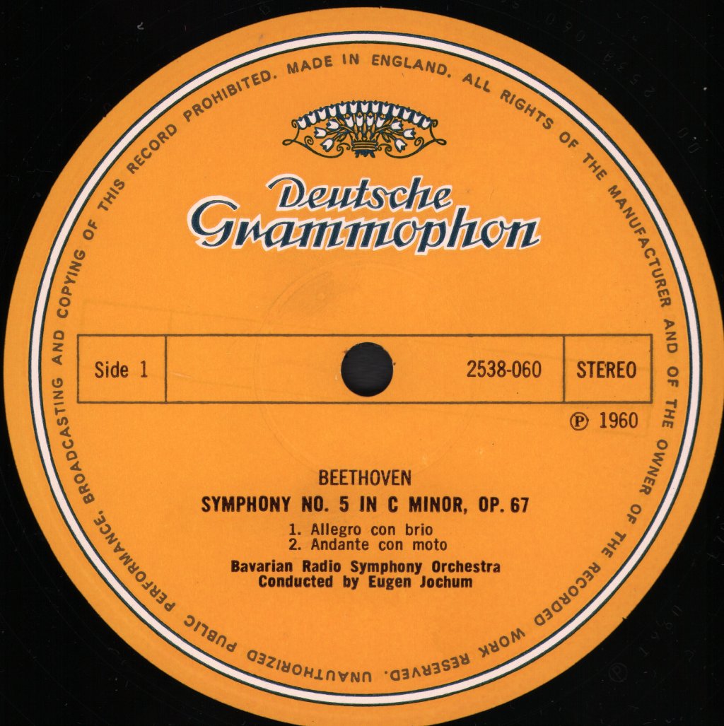 Eugen Jochum / Bavarian Radio Symphony Orchestra - Ludwig van Beethoven - Symphony No. 5 - Overture To 'Fidelio' - Lp