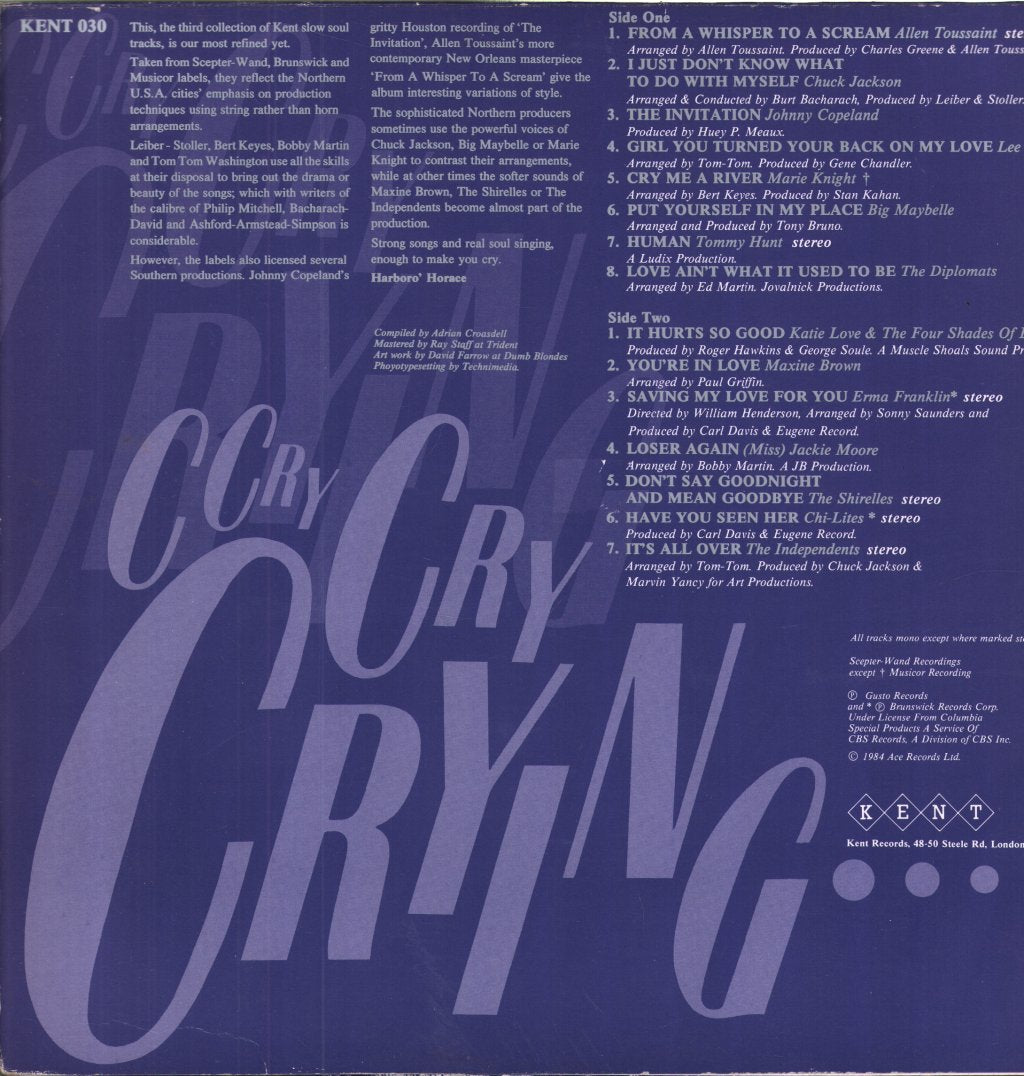 Various Artists - Cry Cry Crying - Lp