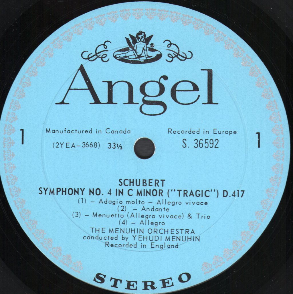 Yehudi Menuhin / Menuhin Orchestra - Schubert - Symphony No. 4 In C Minor (Tragic) / Symphony No. 5 In B Flat - Lp