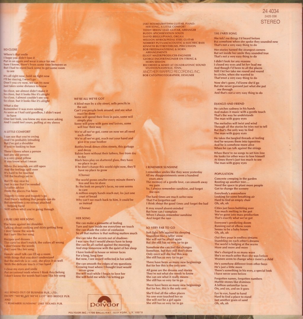 Jake Holmes - So Close So Very Far to go - Lp