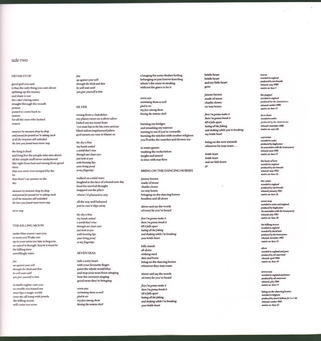 Echo And The Bunnymen - Songs To Learn & Sing (Best Of) - Lp