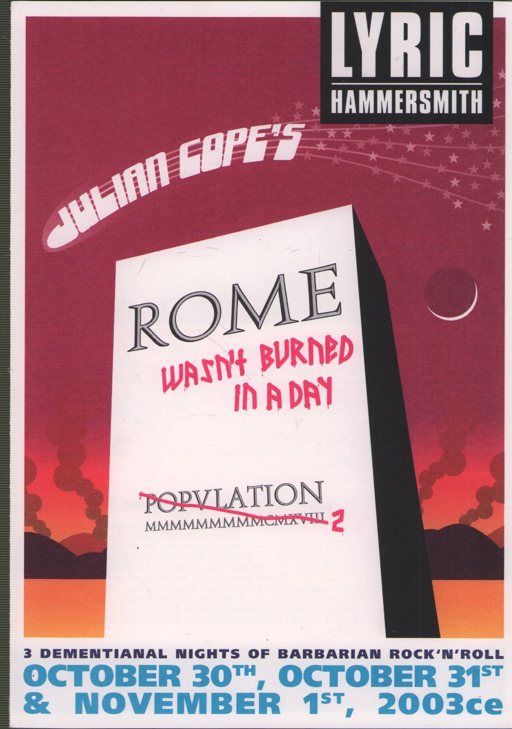 Julian Cope - Rome Wasn't Burned In A Day - Flyer