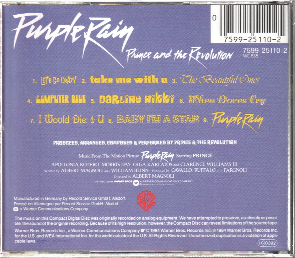 Prince And The Revolution - Purple Rain - Cd