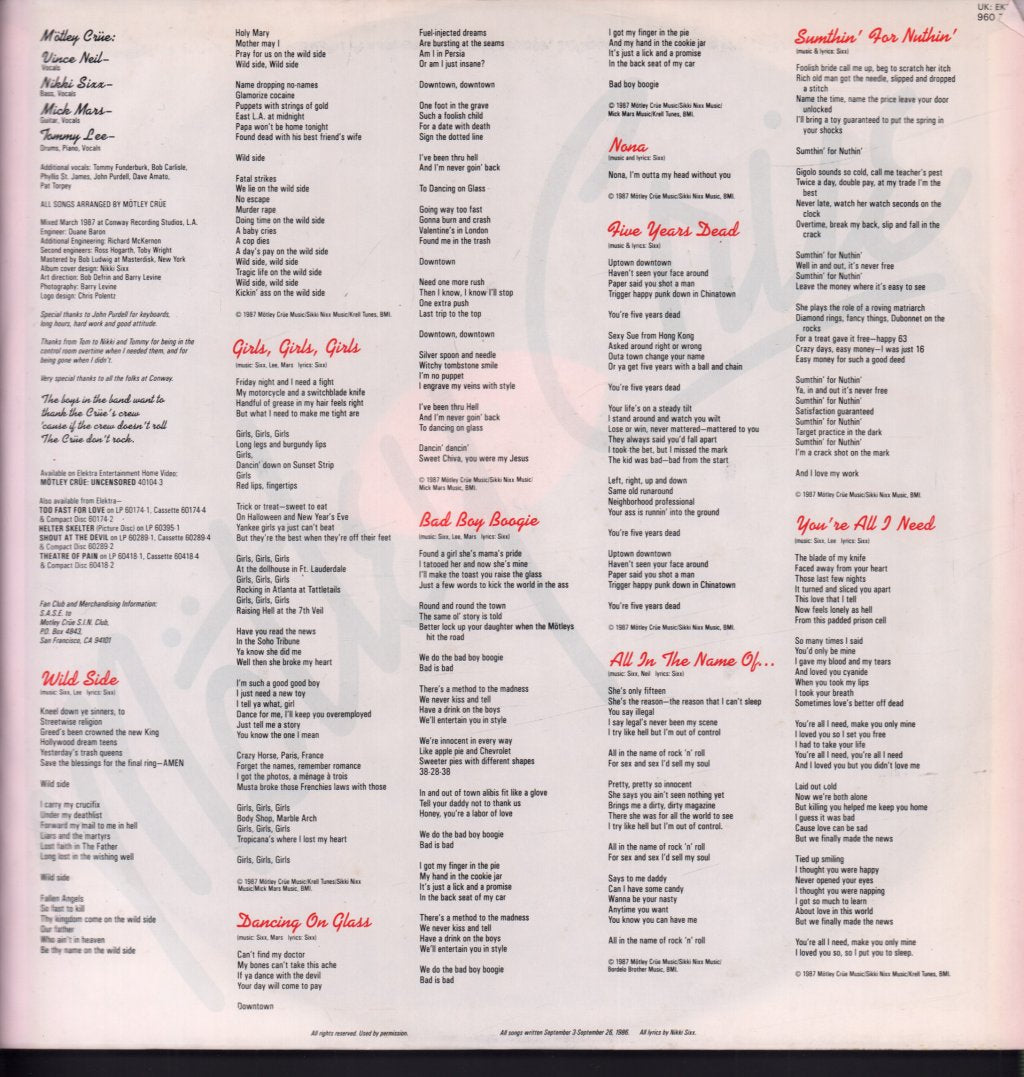 Motley Crue - Girls Girls Girls - Lp