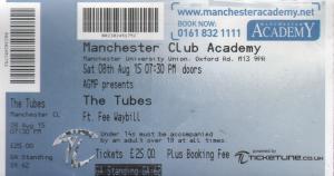 Tubes - Manchester Club Academy 8Th August 2015 - Ticket