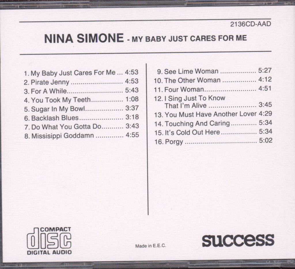 Nina Simone - My Baby Just Cares For Me - Cd