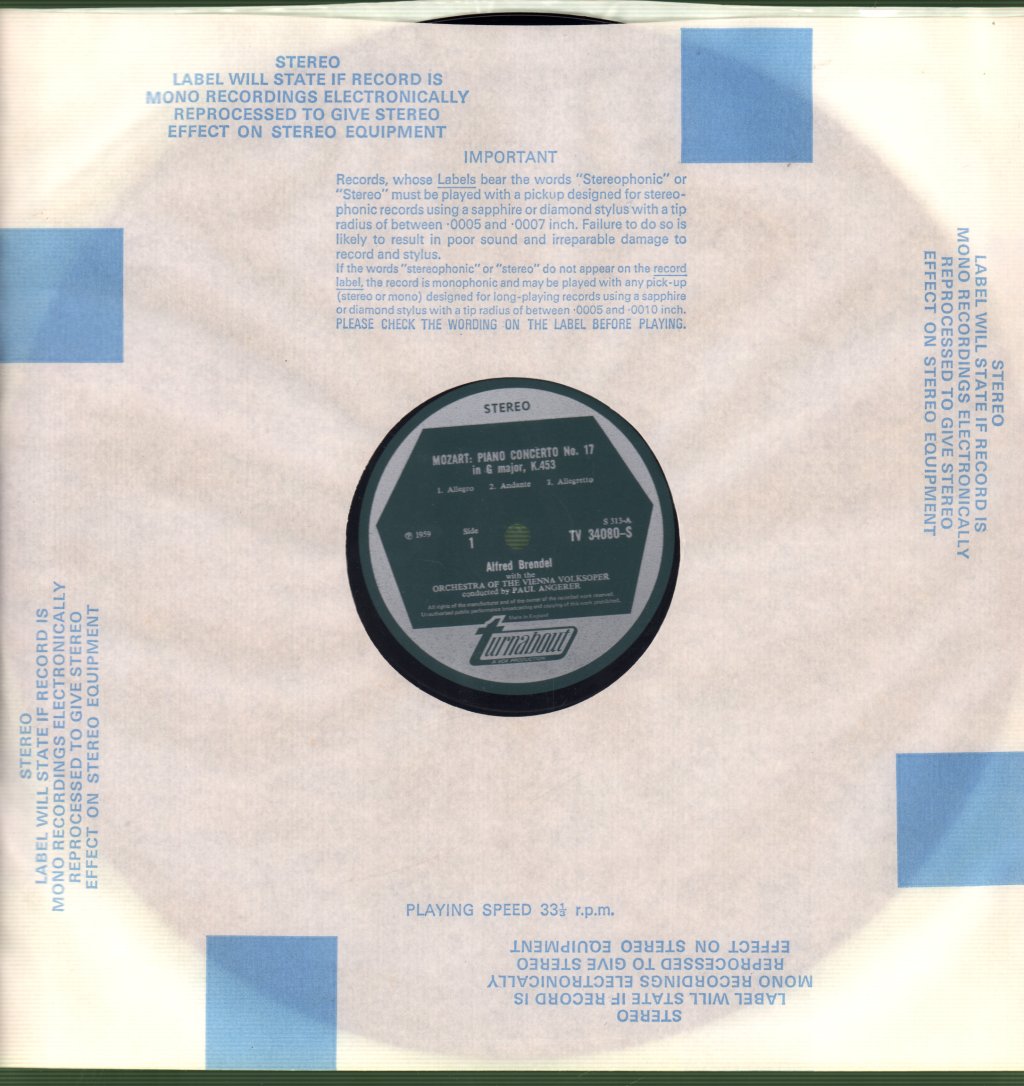 Alfred Brendel - Mozart Piano Concerti No.17 in G Major/No.19 in F Major - Lp