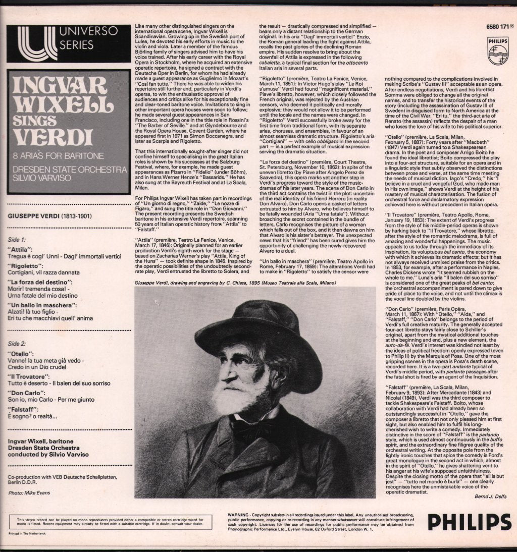 Ingvar Wixell / Dresden State Orchestra / Silvio Varviso - Ingvar Wixell Sings Verdi - Lp