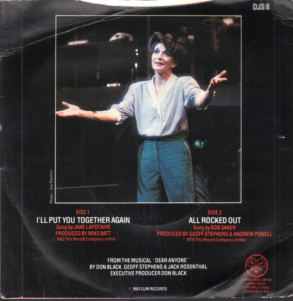 Jane Lapotaire - I'll Put You Together Again - 7 Inch