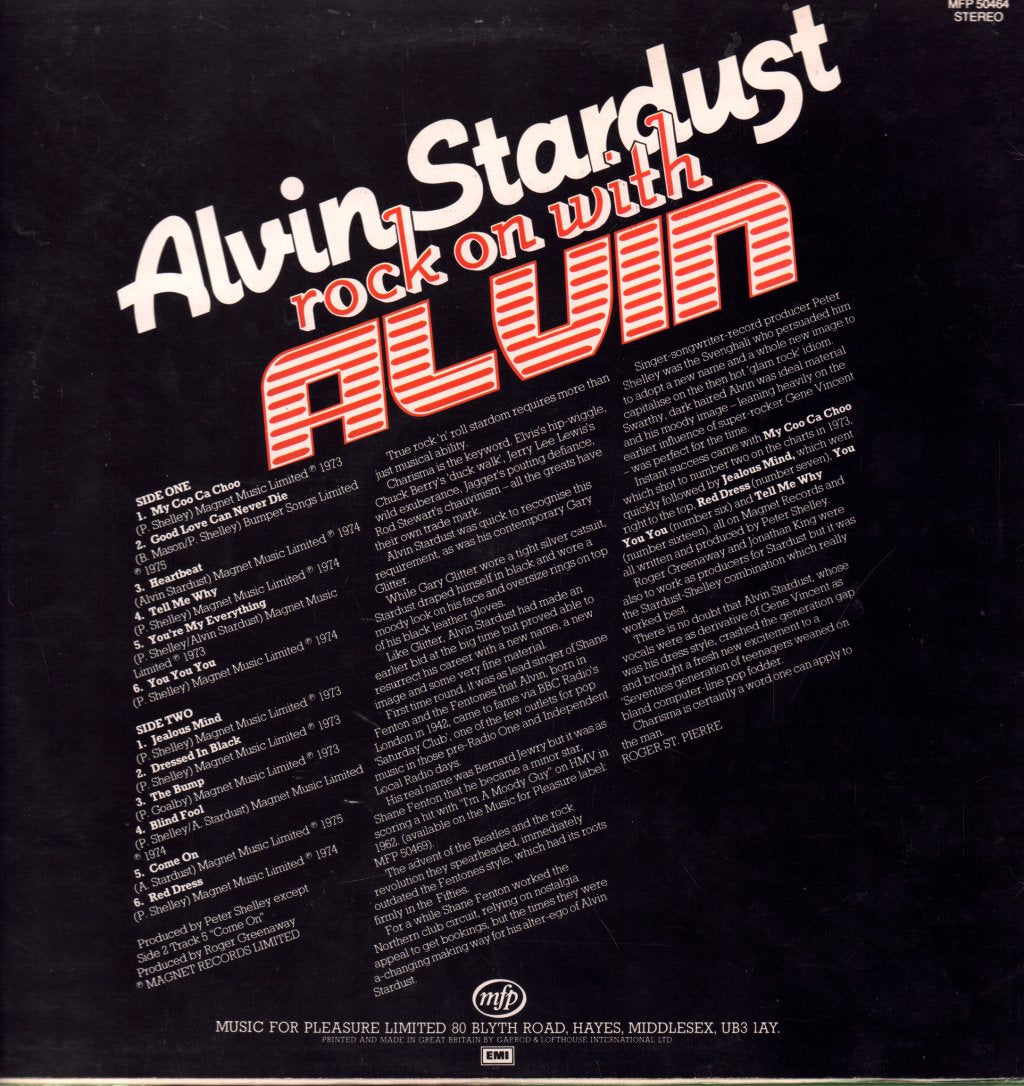 Alvin Stardust - Rock On With Alvin - Lp