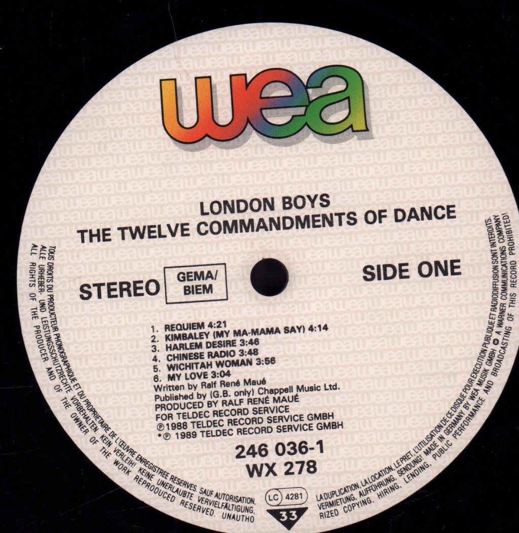 London Boys - Twelve Commandments Of Dance - Lp
