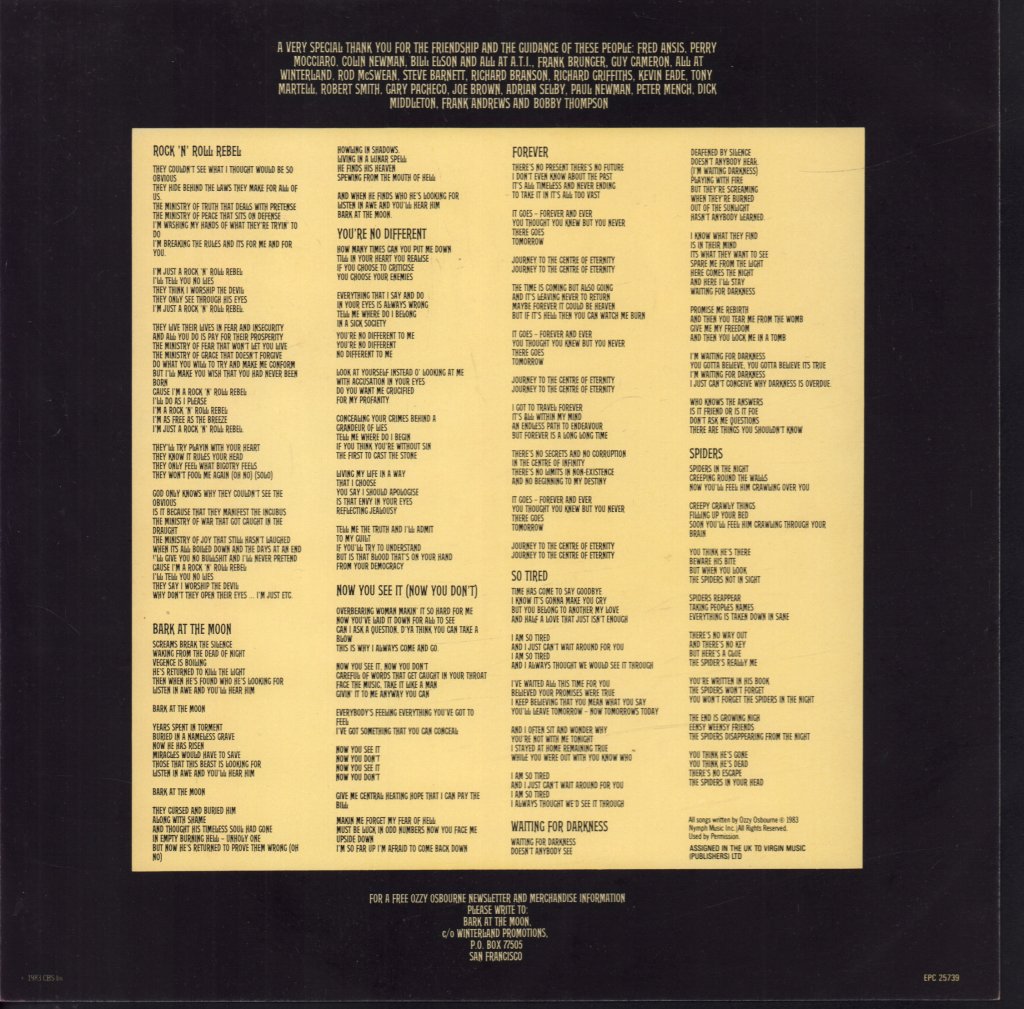 Ozzy Osbourne - Bark At The Moon - Lp