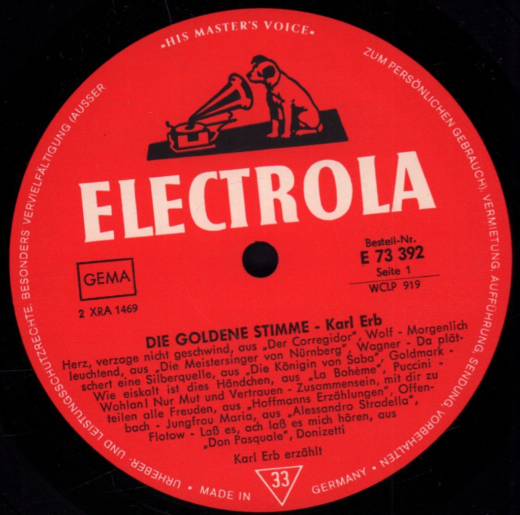 Karl Erb - Die Goldene Stimme - Lp