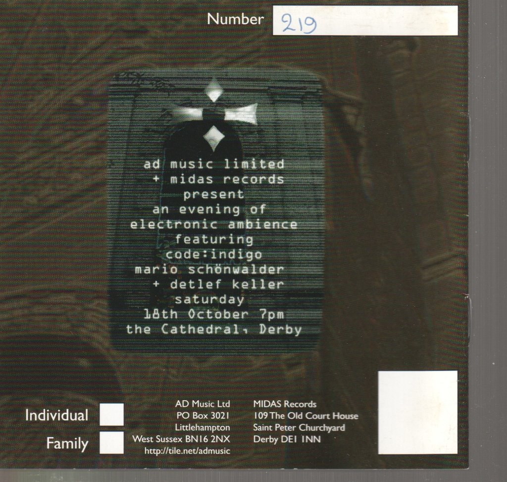 code:indigo - mario schonwalder and detlef keller - an evening of electronic ambience - Programme