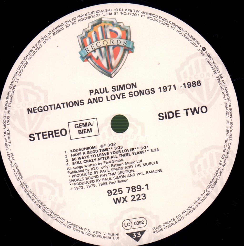 Paul Simon - Negotiations And Love Songs (1971-1986) (Best Of) - Double Lp