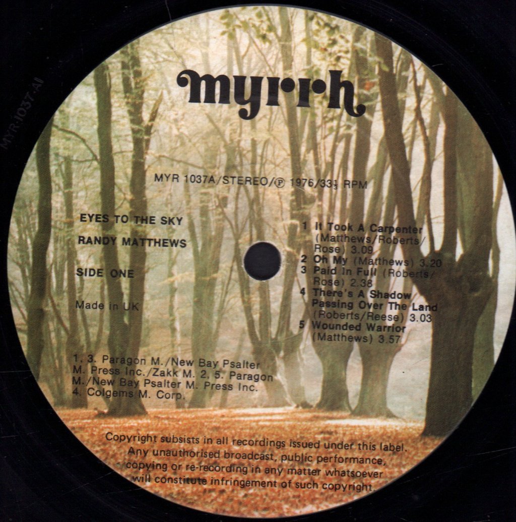 Randy Matthews - Eyes To The Sky - Lp
