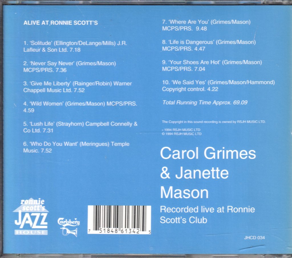 carol grimes and janette mason - Alive At Ronnie Scott's - Cd