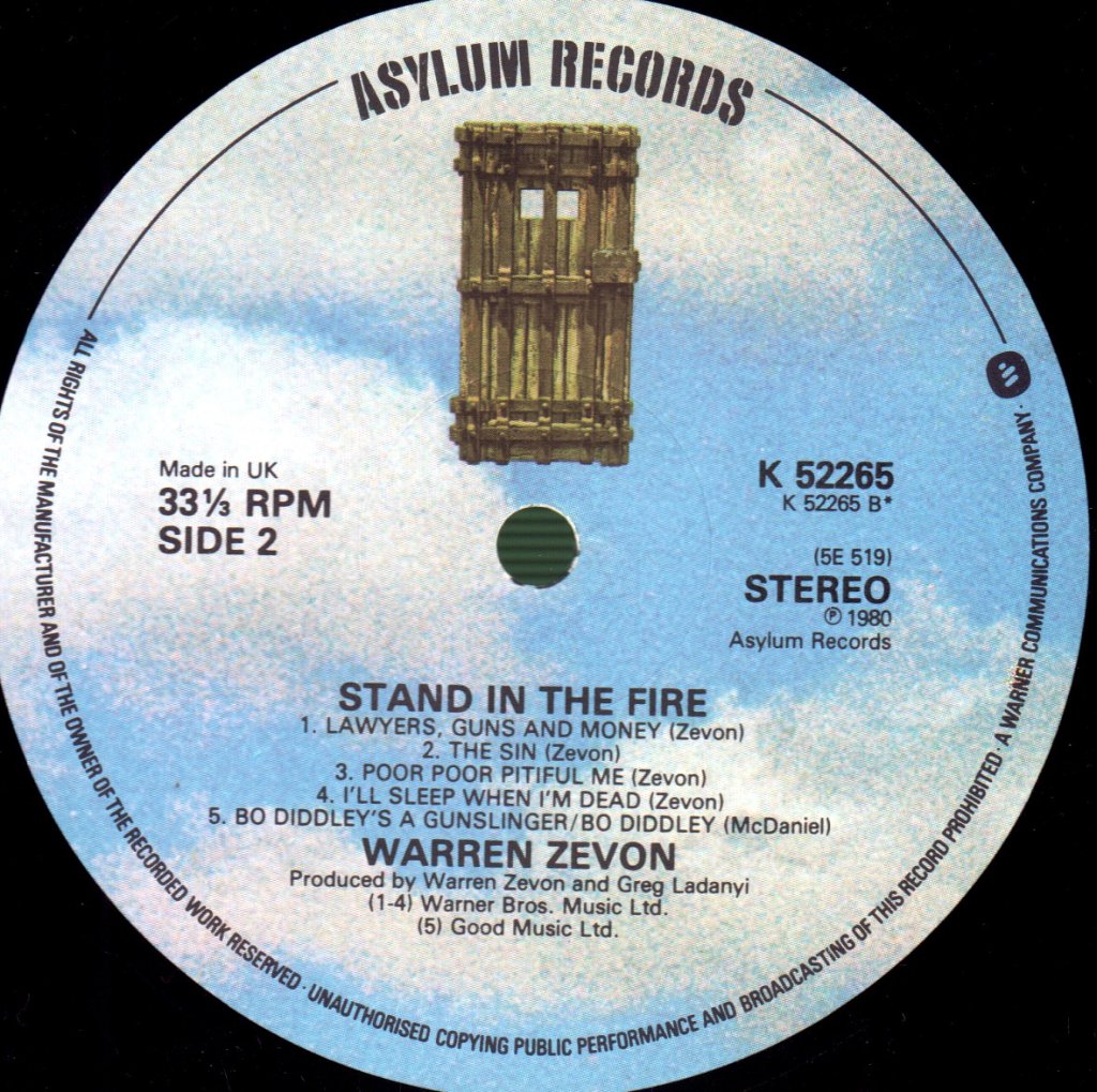 Warren Zevon - Stand In The Fire - Lp