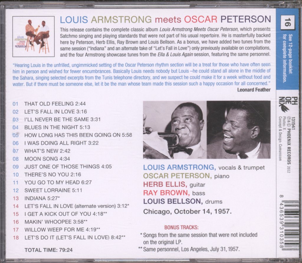 Louis Armstrong And Oscar Peterson - Louis Armstrong Meets Oscar Peterson - Cd