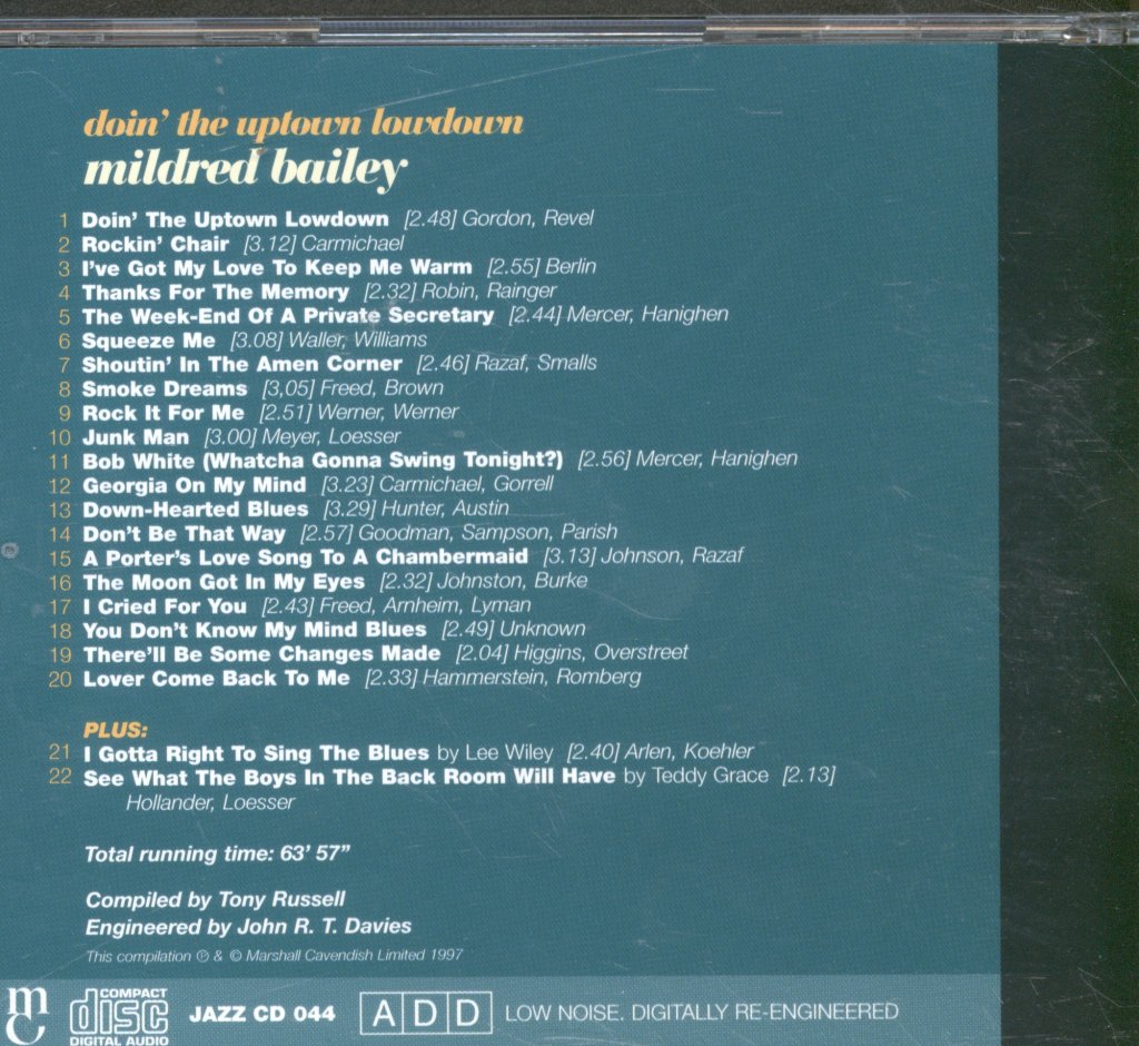 Mildred Bailey - Doin' The Uptown Lowdown - Cd