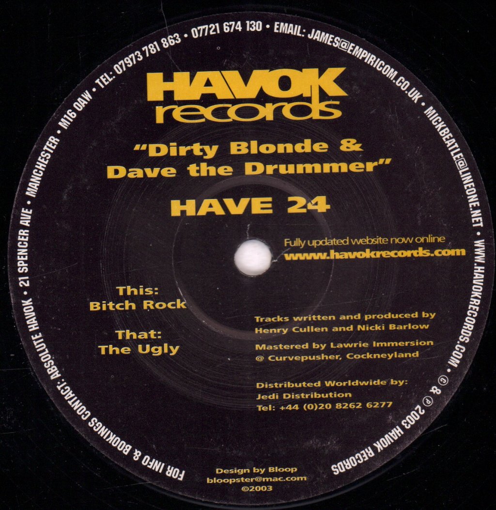 Dirty Blonde And Dave The Drummer - Bitch Rock - 12 Inch