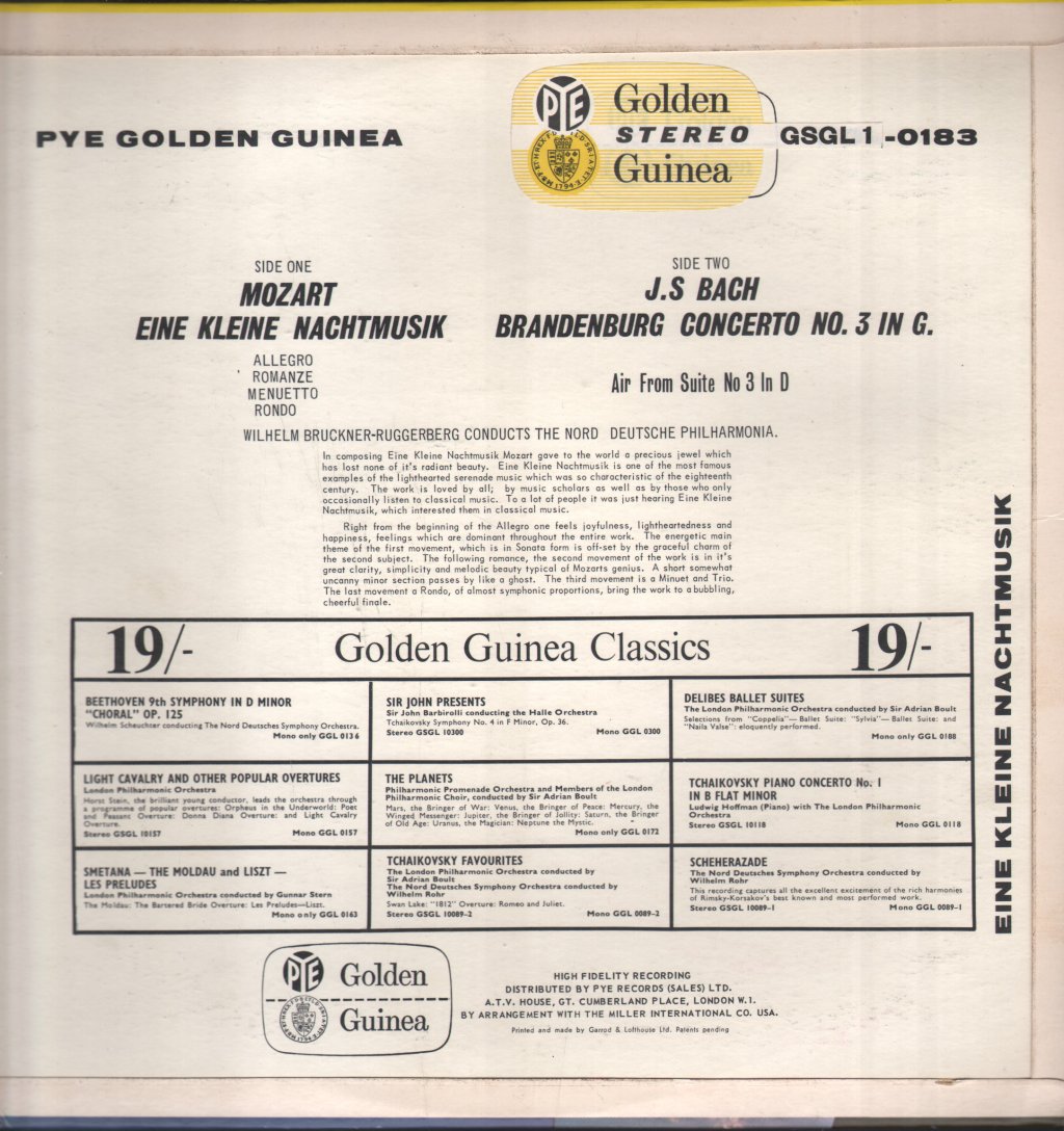 Wilhelm Bruckner Ruggerberg / Nord Deutsches Philharmonia - Mozart - Eine Kleine Nachtmusik - Lp