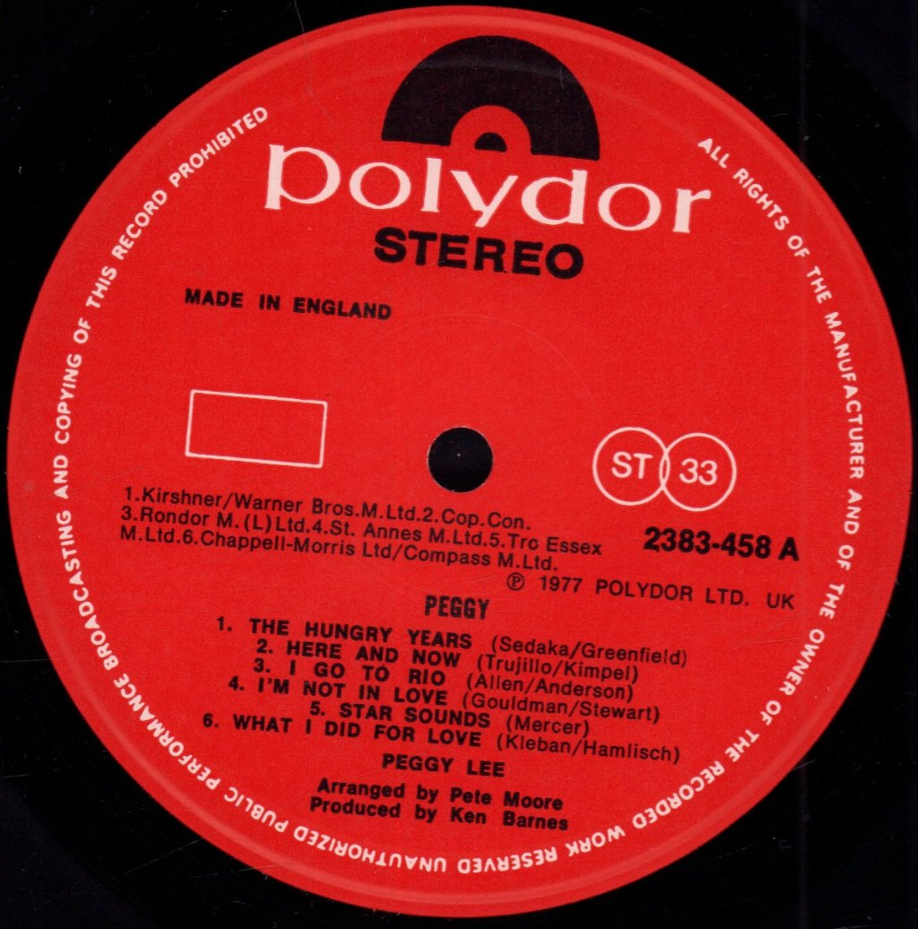 Peggy Lee - Peggy - Lp