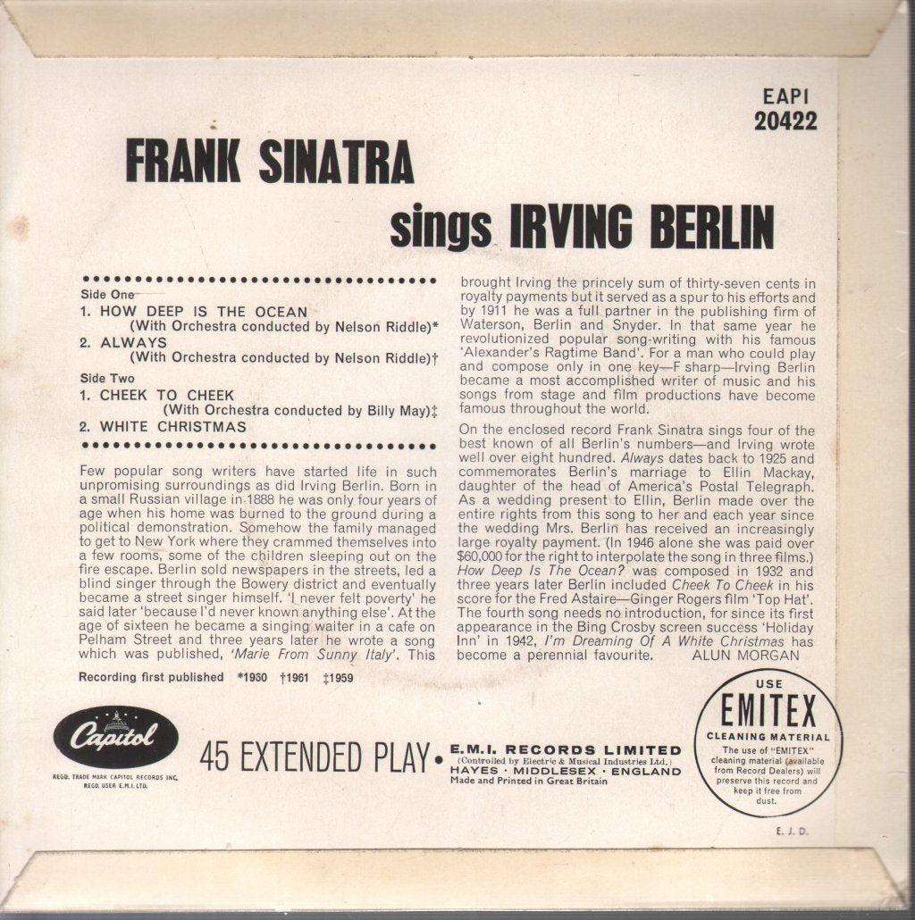 Frank Sinatra - Sings Irving Berlin - 7 Inch