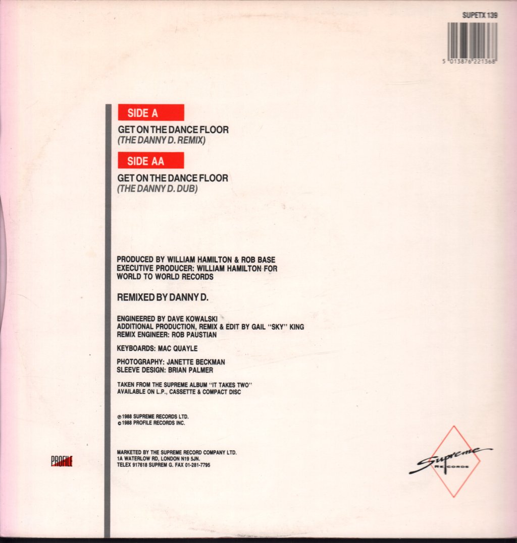 Rob Base And Dj E Z Rock - Get On The Dance Floor - 12 Inch