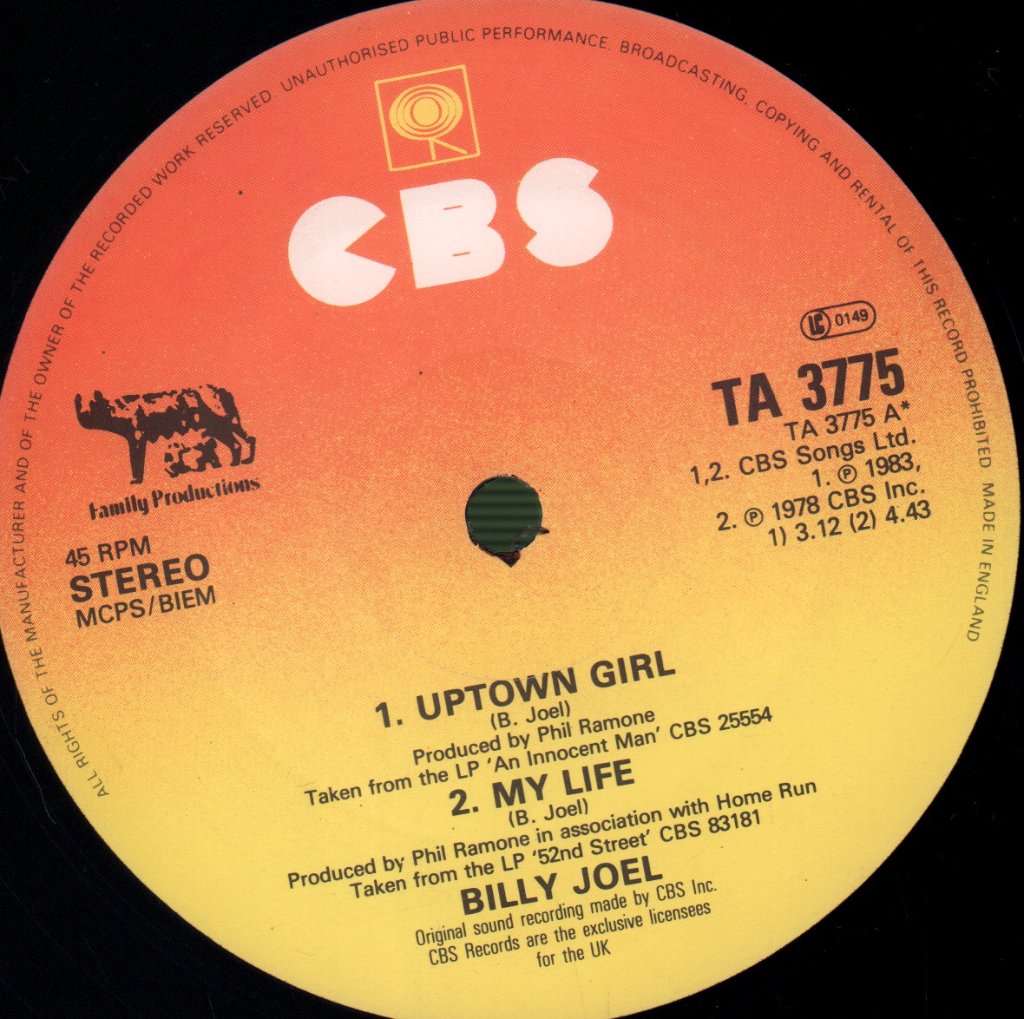 Billy Joel - Uptown Girl - 12 Inch