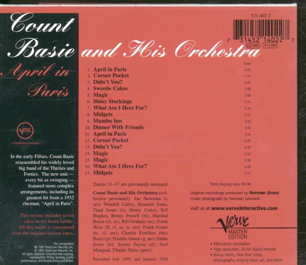 Count Basie Orchestra - April In Paris - Cd