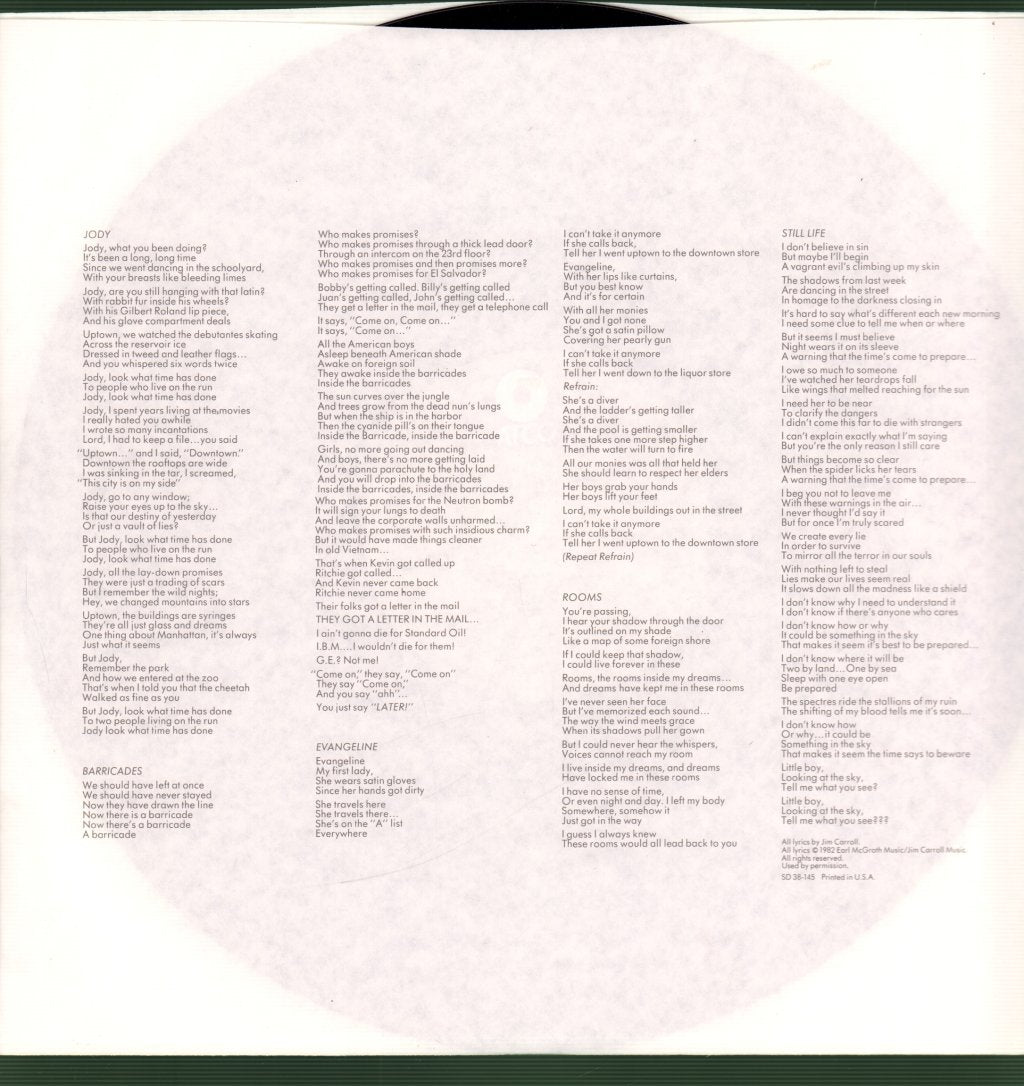 Jim Carroll Band - Dry Dreams - Lp