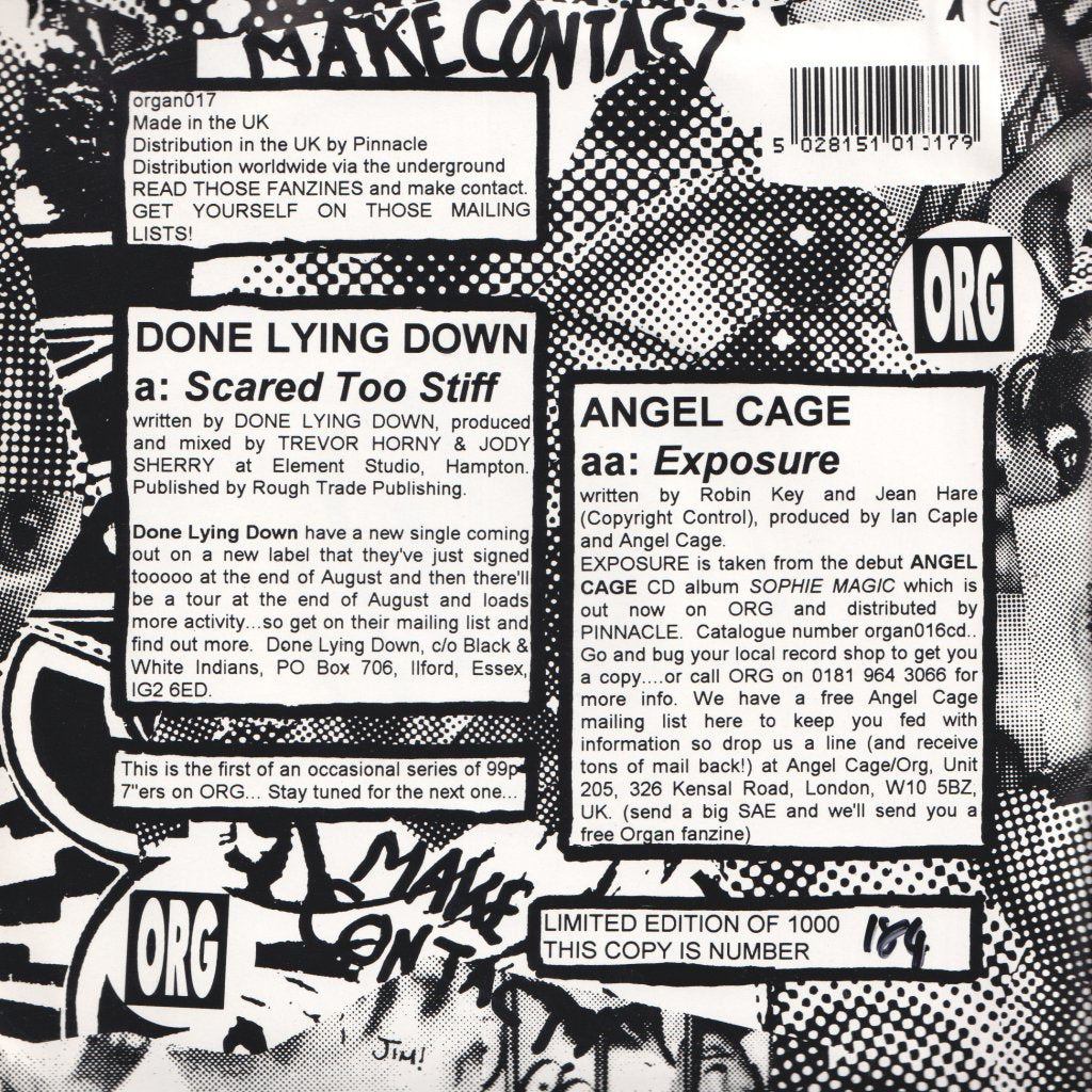 Done Lying Down / Angel Cage - Scared Too Stiff/Exposure - 7 Inch