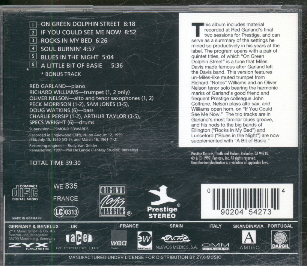 Red Garland - Soul Burnin’ - Cd