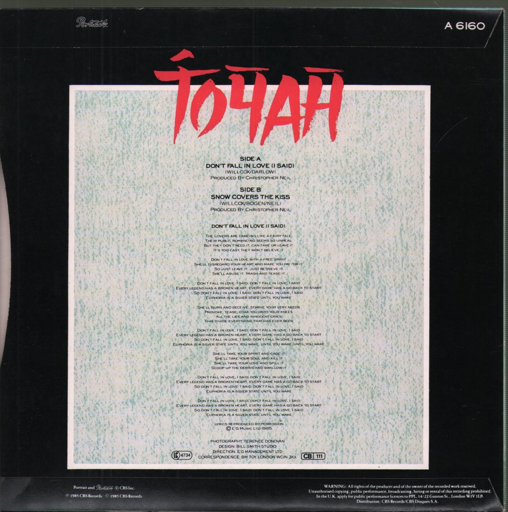 Toyah - Don't Fall In Love (I Said) - 7 Inch