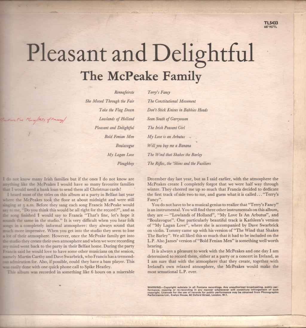 Mcpeake Family - Pleasant And Delightful - Lp